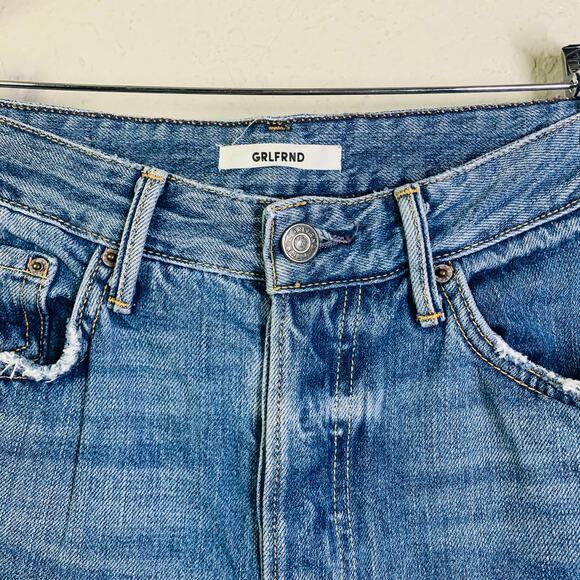 GRLFRND Jeans Bobbi 28 What You Like Wash Distressed Frayed‎ Hem Button Fly - Picture 4 of 15